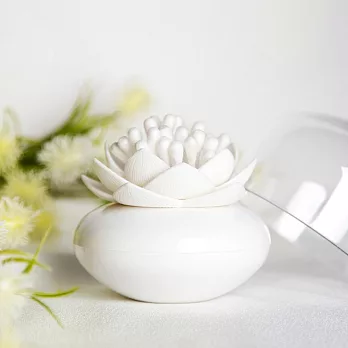 QUALY 蓮花好棒 - 棉棒盒（白罐＋白花）