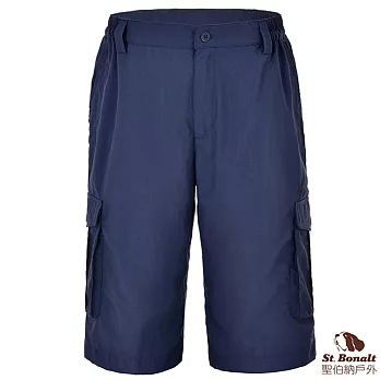 【聖伯納 St.Bonalt】男-吸溼排汗透氣快乾休閒五分褲-兩件組合包(五色)(0188)S深藍X2