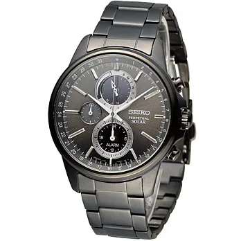 SEIKO SPIRIT 萬年曆多功能計時腕錶 V198-0AC0SD SBPJ015J 黑