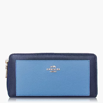 【COACH 方便整理】皮革 / 拉鍊式多功能長夾_藍色