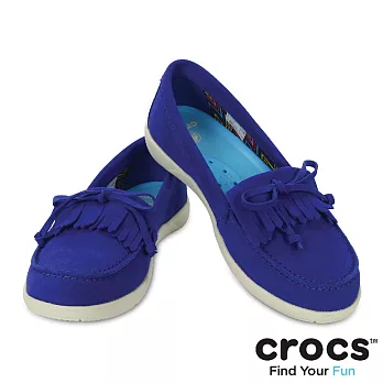 Crocs - 女性 - 阿瑞安娜麂皮便鞋 -36藍/水泥灰色