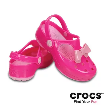 Crocs - 童 - 蝴蝶結小瑪莉珍PS -24亮光紅/肉粉色