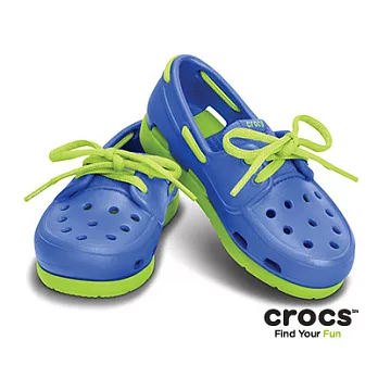 Crocs - 童 - 小童海灘帆船繫帶鞋 -23寶藍/翠綠色