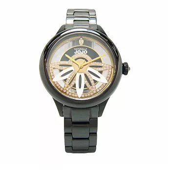 NATURALLY JOJO 翻轉愛情魔力時尚優質陶瓷腕錶-黑-JO96856-88F
