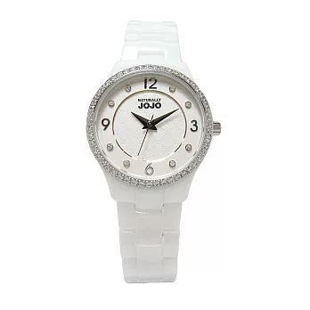 NATURALLY JOJO 女人的秘密基地時尚陶瓷優質腕錶-白-JO96881-80F