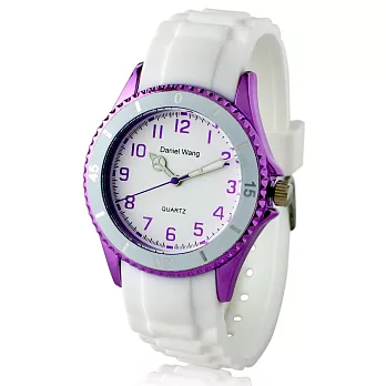 Daniel Wang 3150 炫光雙圈造型矽膠中性小型腕錶-紫羅蘭