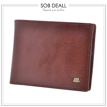 『SOB DEALL 沙伯迪澳』-掀卡式零錢袋男用短夾 原色咖