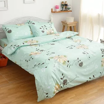 【eyah宜雅】100%精梳純棉雙人加大床包枕套三件組-綠野芳蹤
