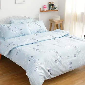 【eyah宜雅】100%精梳純棉雙人加大床包枕套三件組-夏日蔚藍