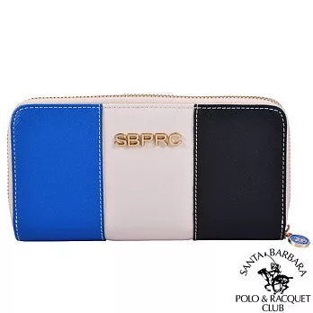 SANTA BARBARA POLO．聖大保羅 - 漾彩仲夏系列 二折多插卡式後拉鍊長夾- 海軍藍