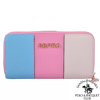 SANTA BARBARA POLO．聖大保羅 - 漾彩仲夏系列 二折多插卡式後拉鍊長夾- 甜心粉