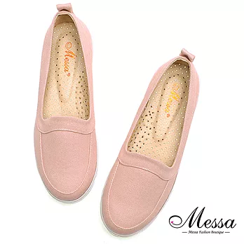 【Messa米莎專櫃女鞋】MIT小清新女孩人氣內真皮厚底樂福鞋36粉色