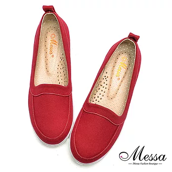 【Messa米莎專櫃女鞋】MIT小清新女孩人氣內真皮厚底樂福鞋36紅色