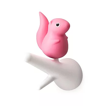 QUALY 松鼠掛鉤（白樹枝+粉紅松鼠)