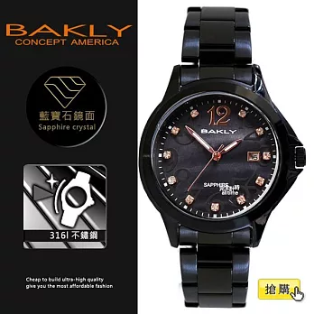 【完全計時】手錶館│BAKLY 美國意念 黑鋼 BA3052 39mm m 藍寶石水晶玻璃 小b 扇形日期