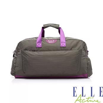 ELLE- ACTIVE-城市遊蹤-格紋系列-行李袋(大)-灰色