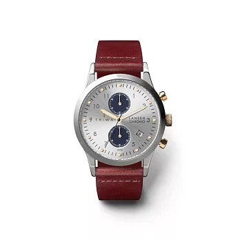 【TRIWA】Lansen Chrono系列 Loch雙眼計時真皮腕錶 (銀/咖啡 LCST115-CL010312) /北歐設計瑞典品牌