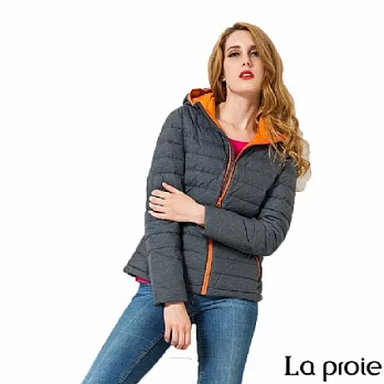 La proie 女 輕量連帽羽絨外套(灰黑)LAPCCS灰黑
