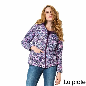 La proie 女 輕量印花連帽羽絨外套(紅紫)LAPCCS紅紫