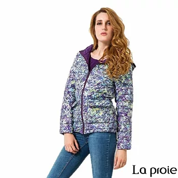 La proie 女 輕量印花連帽羽絨外套(黃紫印花)LAPCCS黃紫印花
