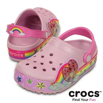 Crocs - 童 -酷閃彩虹小克駱格 -23芭蕾粉色