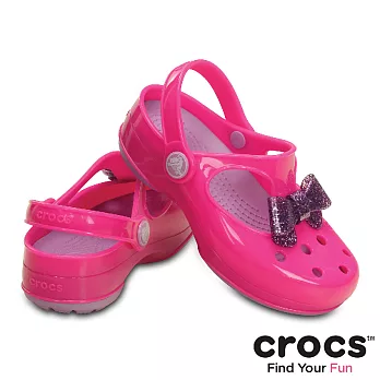 Crocs - 童 - 閃亮蝴蝶結小瑪麗珍 -23亮光紅/紫色