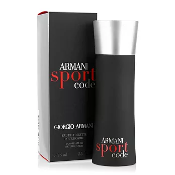 【Giorgio Armani亞曼尼】Code Sport黑色密碼運動版男性淡香水75ml