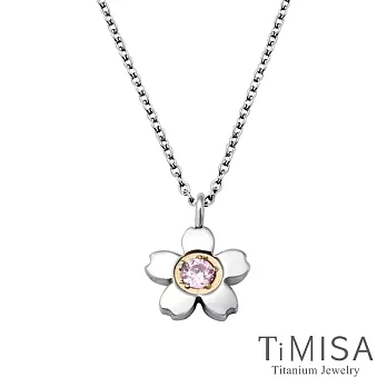 TiMISA《小櫻花 (3色)》(極細鎖骨)純鈦項鍊(B)甜心粉