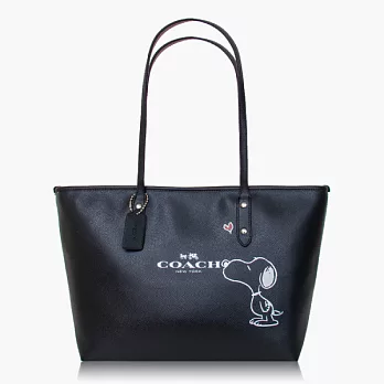 【COACH 實搭耐用】皮革 / 手提 / 肩背托特包_黑色