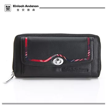 《Kinloch Anderson》金‧安德森 - 輕柔美感 前口袋ㄇ形拉鍊式長夾- 知性黑
