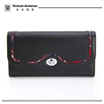 《Kinloch Anderson》金‧安德森 - 輕柔美感 單面扣雙層多功能長夾- 知性黑