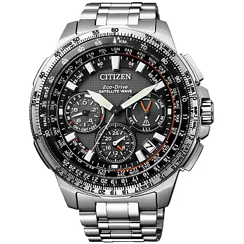 CITIZEN Eco-Drive 鑄鐵煉鋼衛星對時鈦金屬腕錶-黑x