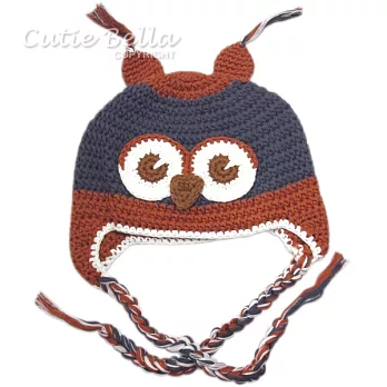 Cutie Bella手工編織帽Owl-Coffee/Gray