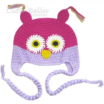 Cutie Bella手工編織帽Owl-Fushia/Lavender