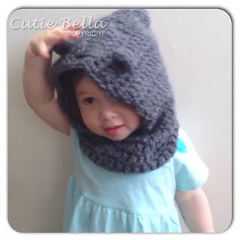 Cutie Bella手工編織連帽脖圍Bear-Gray