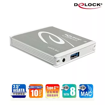 Delock 2.5吋 mSATA硬碟外接盒Type CTM連接埠-42571