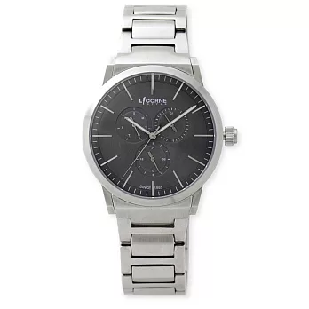 【LICORNE】TWINS 雙子系列 雅緻三眼經典魅力紳士錶 (深灰 LI038MWUI)