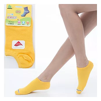 【KEROPPA】可諾帕7~12歲兒童專用吸濕排汗船型襪x黃色3雙(男女適用)C93005