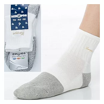 【KEROPPA】可諾帕銀纖維抗菌除臭運動厚底短襪(男女適用)C98003GS米白灰米白灰