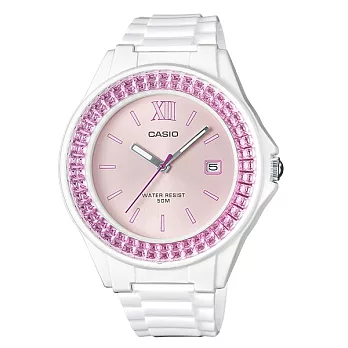 CASIO 珠光寶氣的炫爛休閒運動時尚腕錶-白+粉紅-LX-500H-4