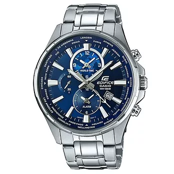 CASIO EDIFICE 世界派對饗宴三眼造型運動腕錶-藍-EFR-304D-2A