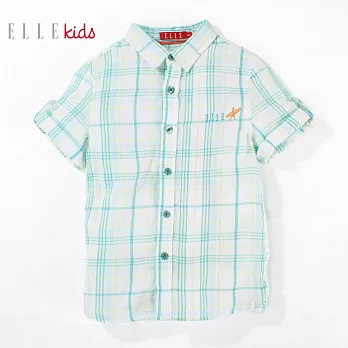【ELLE】南島風帥氣格子襯衫(果綠)120果綠