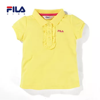 【FILA】波浪領片素面POLO衫(黃)90黃