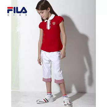 【FILA】大口袋格紋反摺六分褲(白)145白