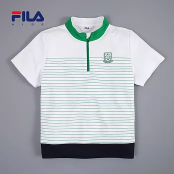 【FILA】徽章圖案條紋拉鍊立領衫(綠)160以上綠