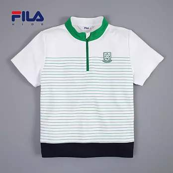 【FILA】徽章圖案條紋拉鍊立領衫(綠)155綠
