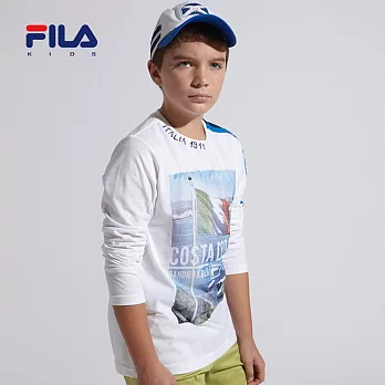 【FILA】義大利國旗風景長袖圓領衫(白)145白
