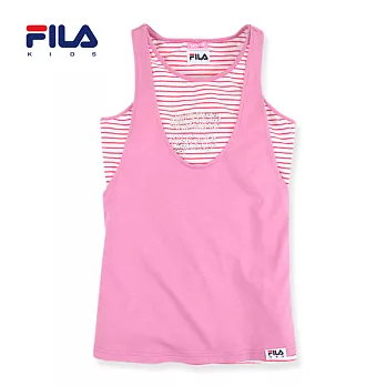 【FILA】扭轉設計假兩件橫紋背心(粉紅)135粉紅
