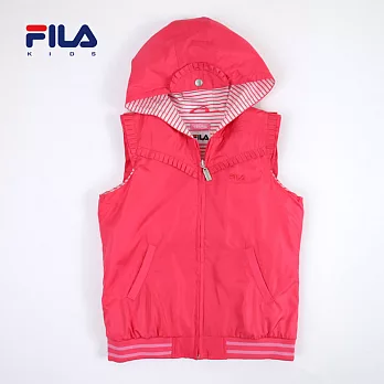 【FILA】百摺滾邊條紋內裡連帽背心(桃紅)145桃紅