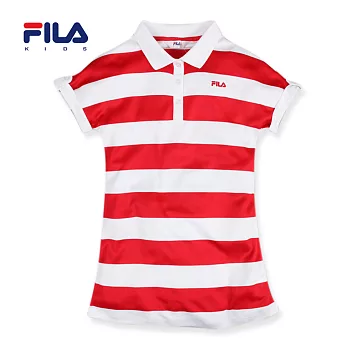 【FILA】有領造型寬版條紋洋裝(紅)135紅